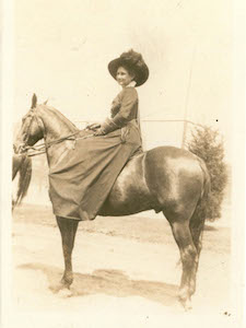Mary Settle Sharpe on horse