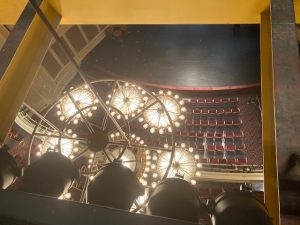 The view of the stage from above the Auditorium chandelier