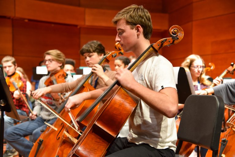 Photo of student playing cello