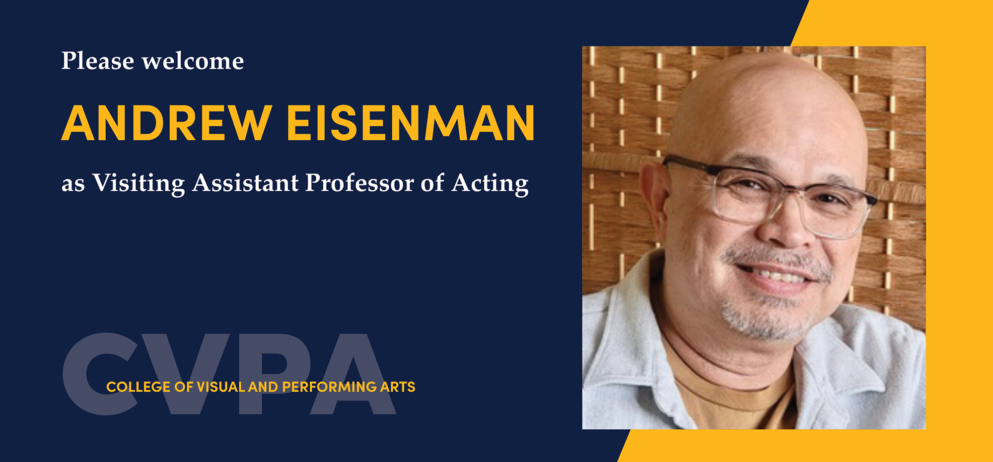 Featured Image for Andrew Eisenman Named Visiting Assistant Professor of Acting