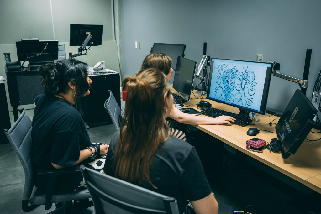 Animation students working in new Animation Lab