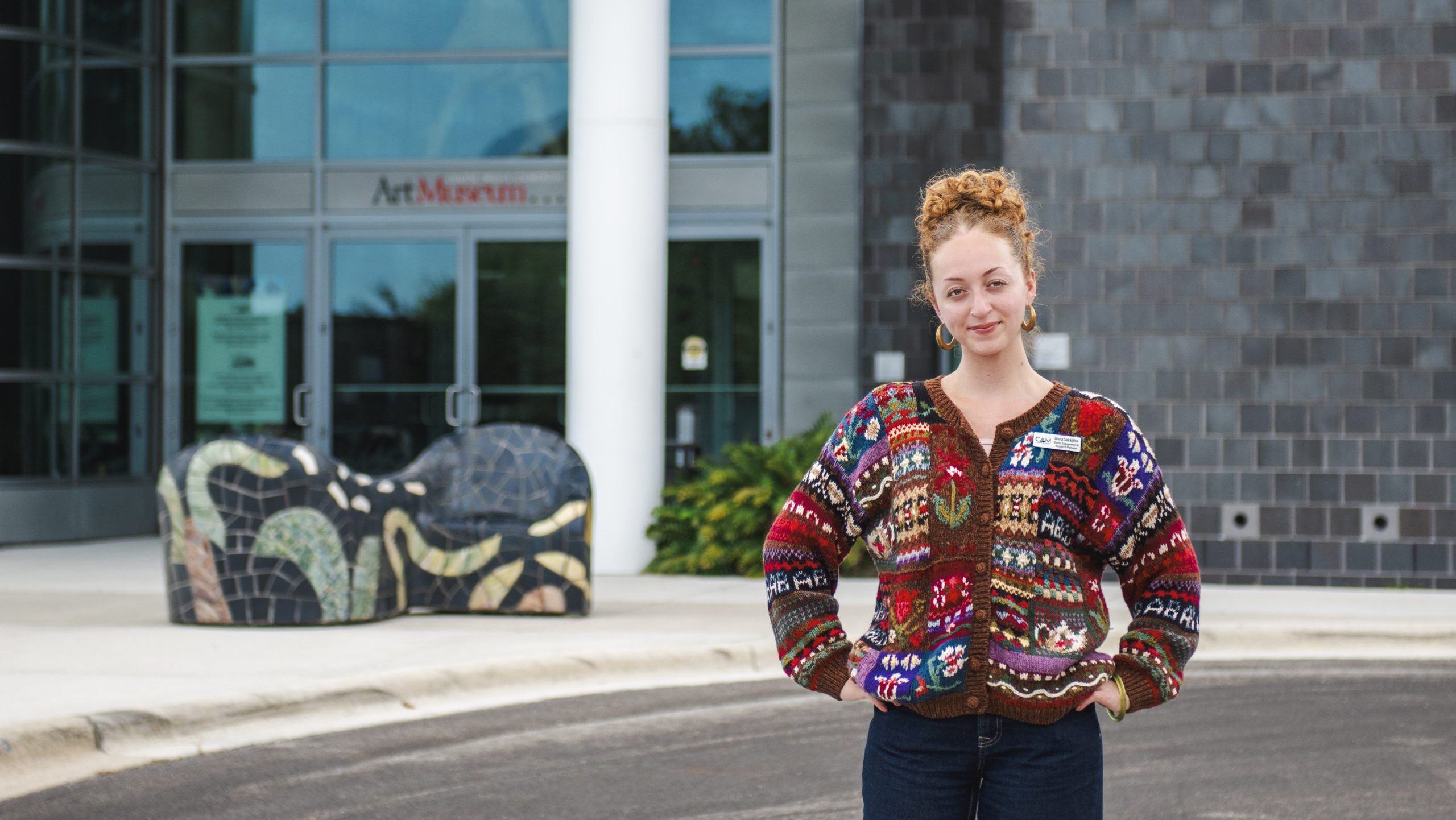 Jinna Sakkijha outside the Cameron Art Museum. Photo Credit: Dayana Camposeco