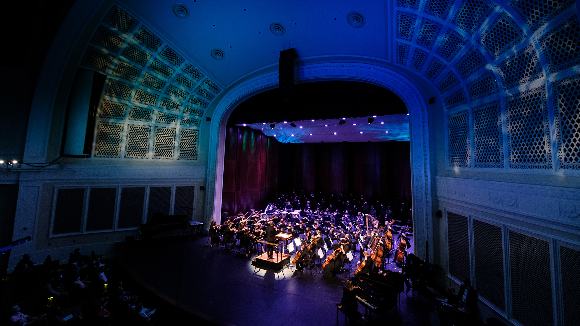 Photo of 2021 Collage musical performance in the UNCG Auditorium