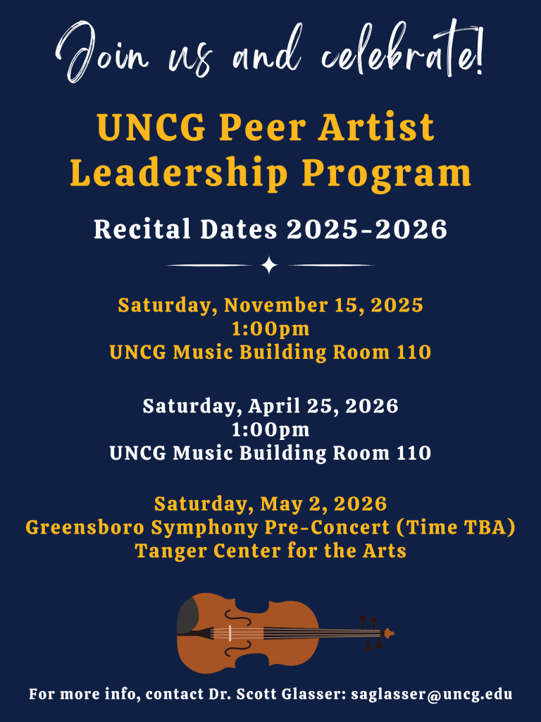 Peer Artist Leadership 2026 Recital Dates program