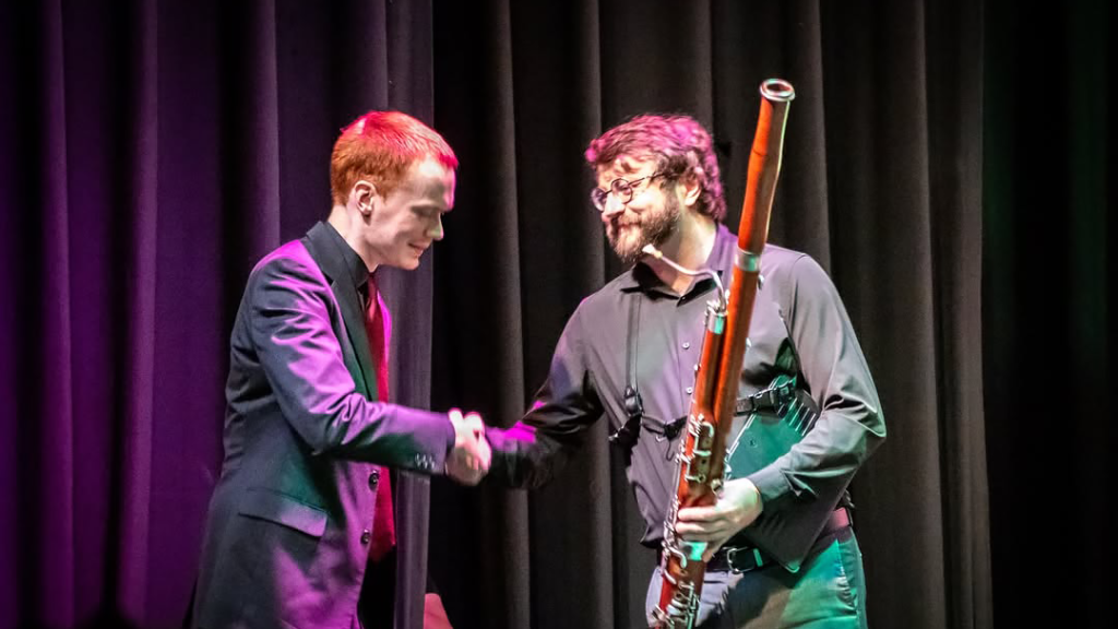 Ryan Reynolds with the Jordan High School Bands