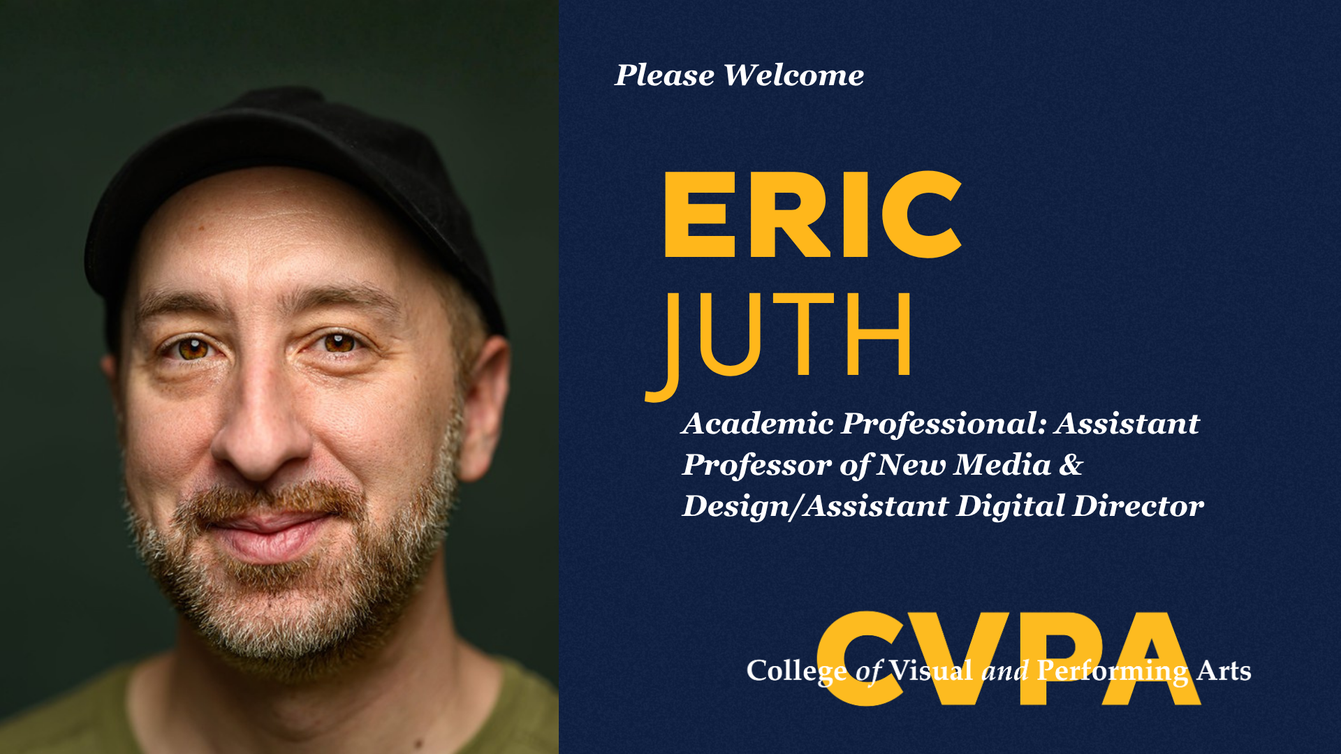 picture of new professor in Art Eric Juth