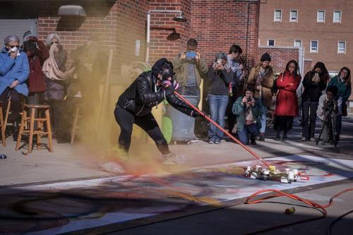 2016	Falk Visiting Artist Rosemarie Fiore works with students from across the School of Art, including Printmaking and Drawing students, to create a site-specific work in which she draws with the smoke and fire from firecrackers.